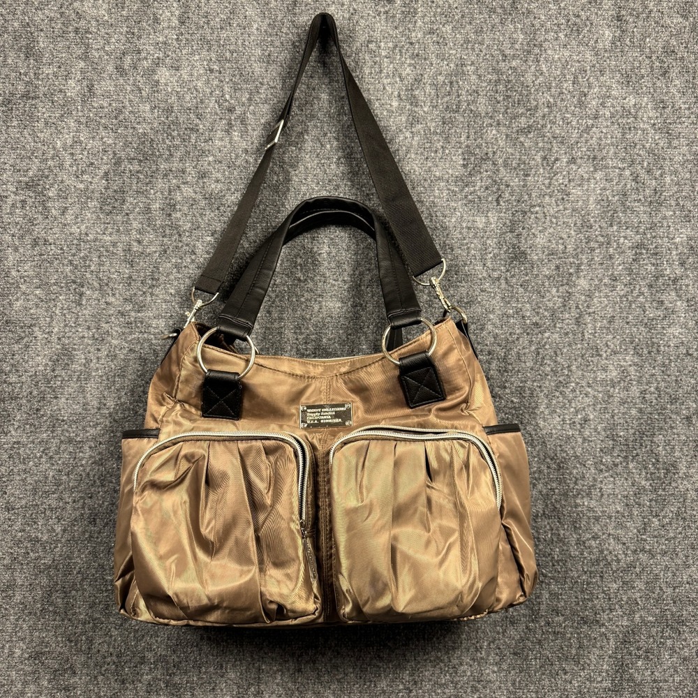 Wendy Bellissimo Supply Satchel Nylon Tan Diaper Bag with‎ Attached Changing Pad